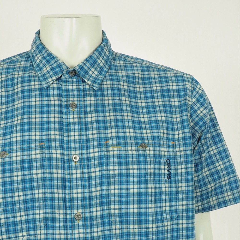 Orvis River Bend Fishing Button Down Shirt Mens Sz XL Blue Plaid Outdoor Hiking - Picture 2 of 4